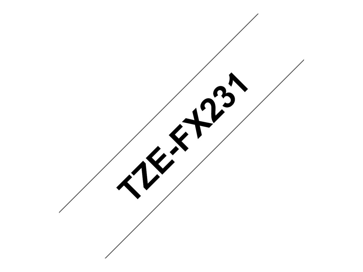 Brother TZe-FX231 - Klebstoff - Schwarz auf Weiß - Rolle (1,2 cm x 8 m), Ansicht 3