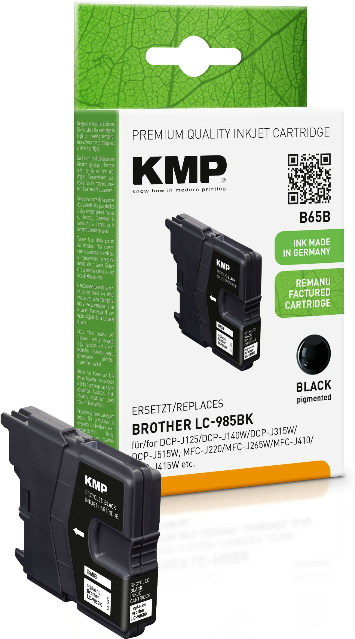 KMP B65B - 6.2 ml - Schwarz - kompatibel - wiederaufbereitet - Tintenpatrone (Alternative zu: Brother LC985BK), Ansicht 3