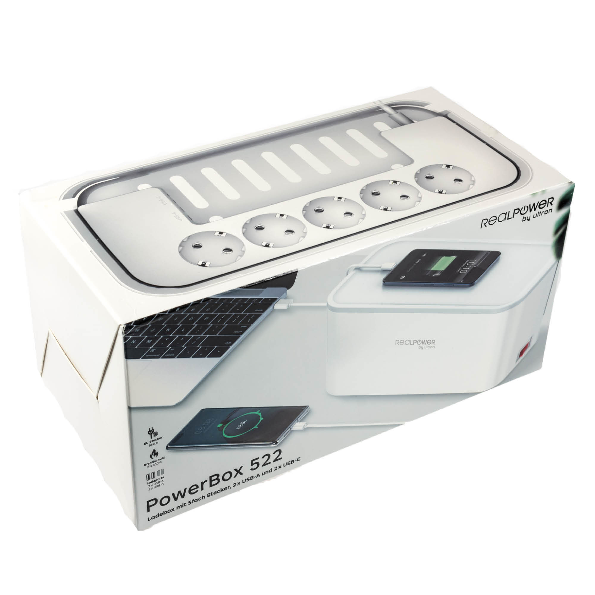 RealPower PowerBox 522 - 1,5 m - Drinnen - Weiß - 5 AC-Ausgänge - 3,1 A - 5 V, Ansicht 2