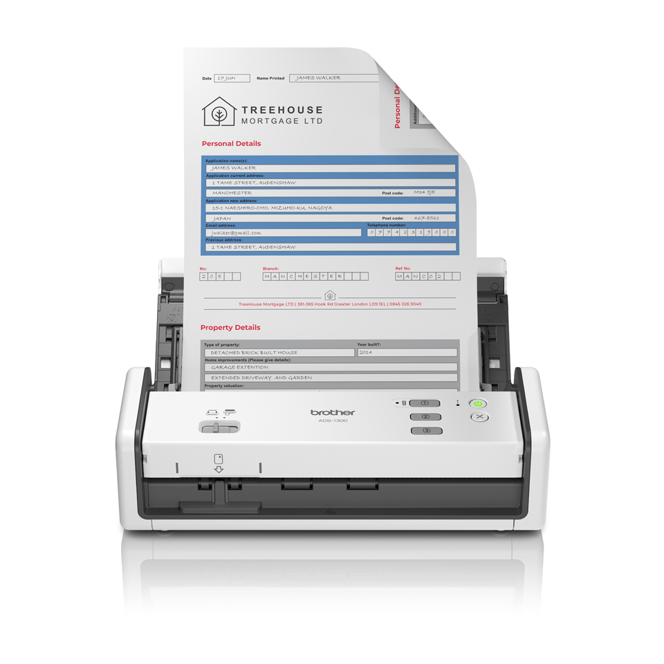 Brother ADS-1300 - Dokumentenscanner - Dual CIS - Duplex - A4 - 600 dpi x 600 dpi - bis zu 30 Seiten/Min. (einfarbig), Ansicht 2