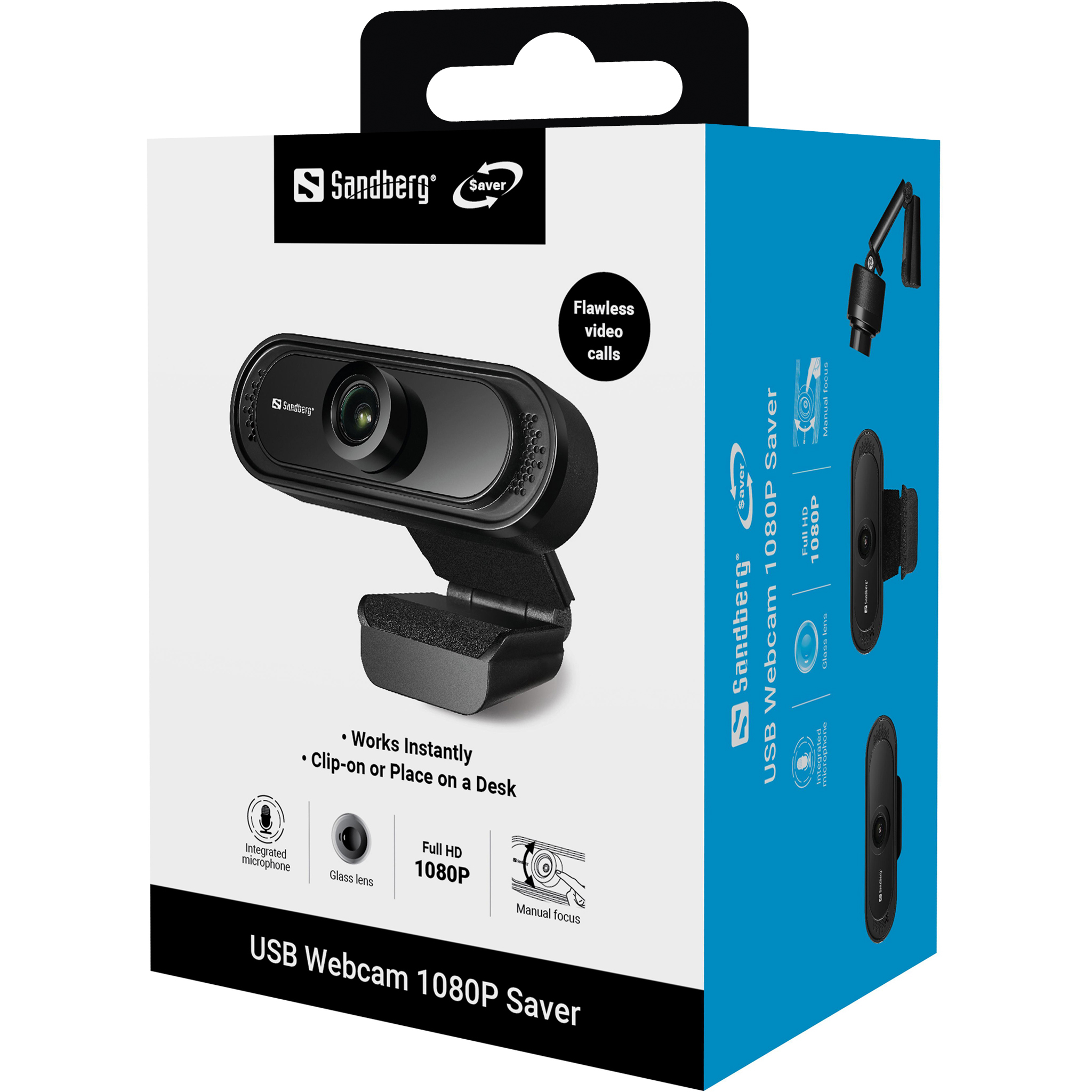 SANDBERG Saver - Webcam - Farbe - 2 MP - 1920 x 1080, Ansicht 2