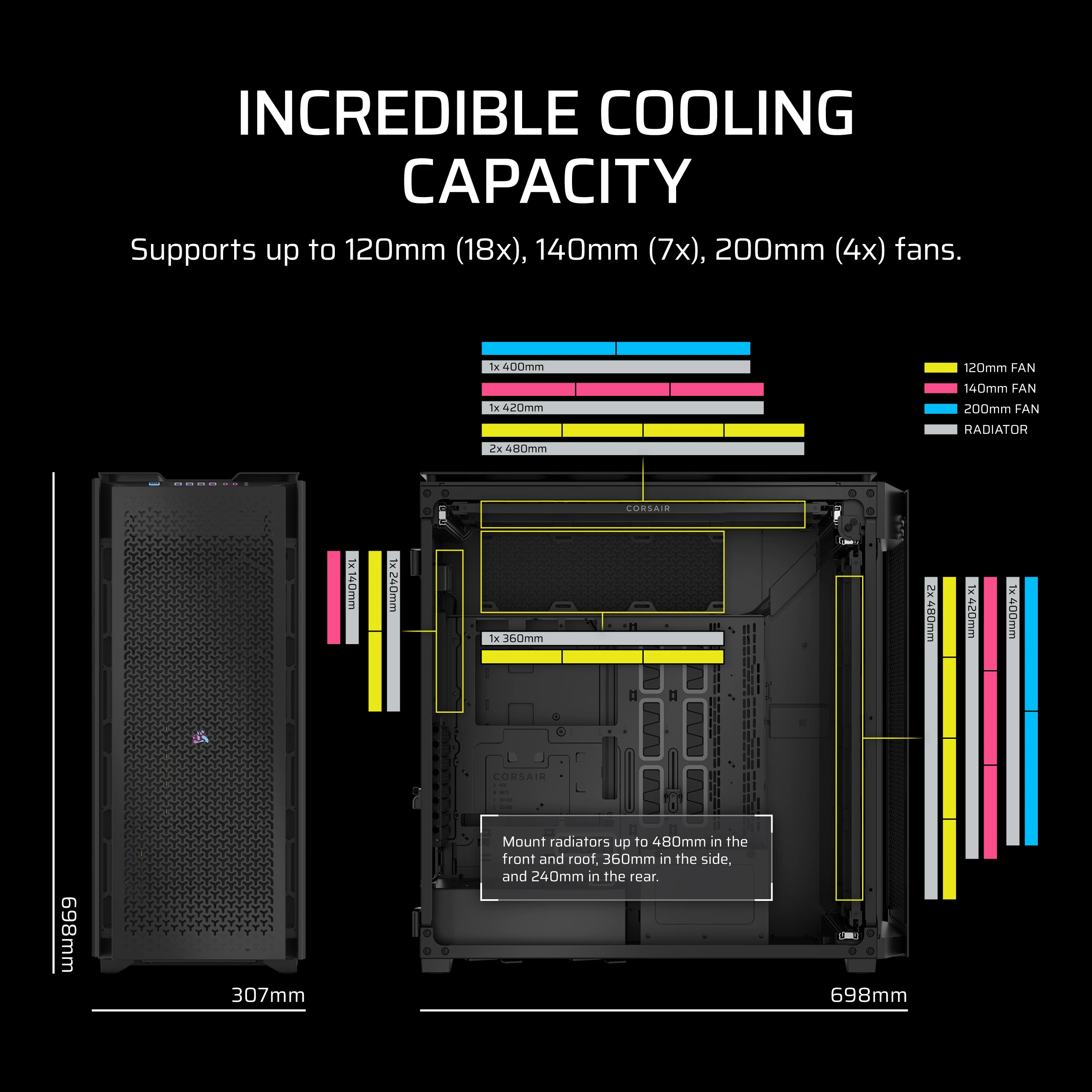 Corsair Case iCUE 9000D RGB Airflow Tower TG black, Ansicht 4