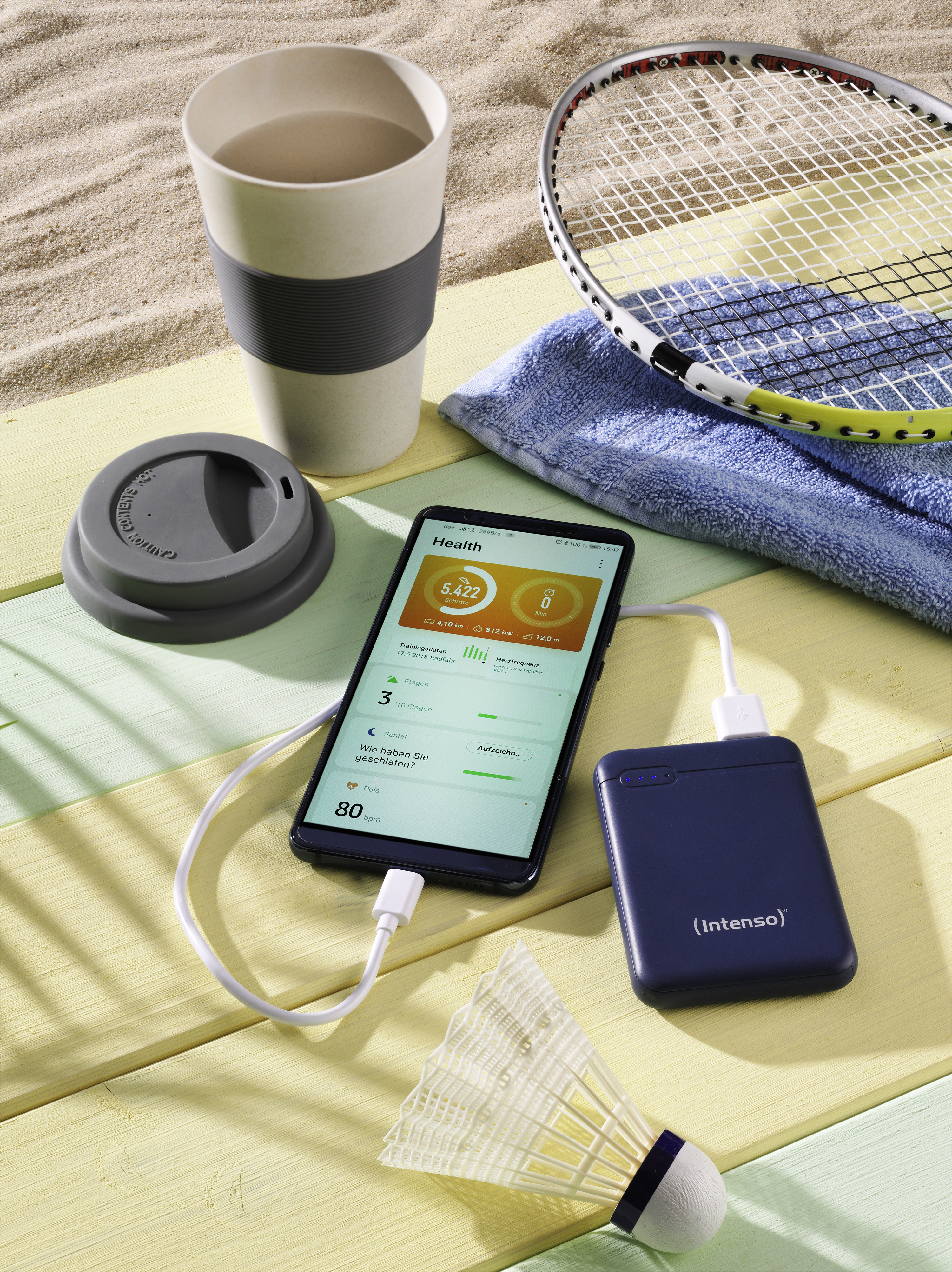 Intenso Powerbank XS5000 - Powerbank - 5000 mAh - 2.1 A - 2 Ausgabeanschlussstellen (USB, USB-C) - Blau, Ansicht 3