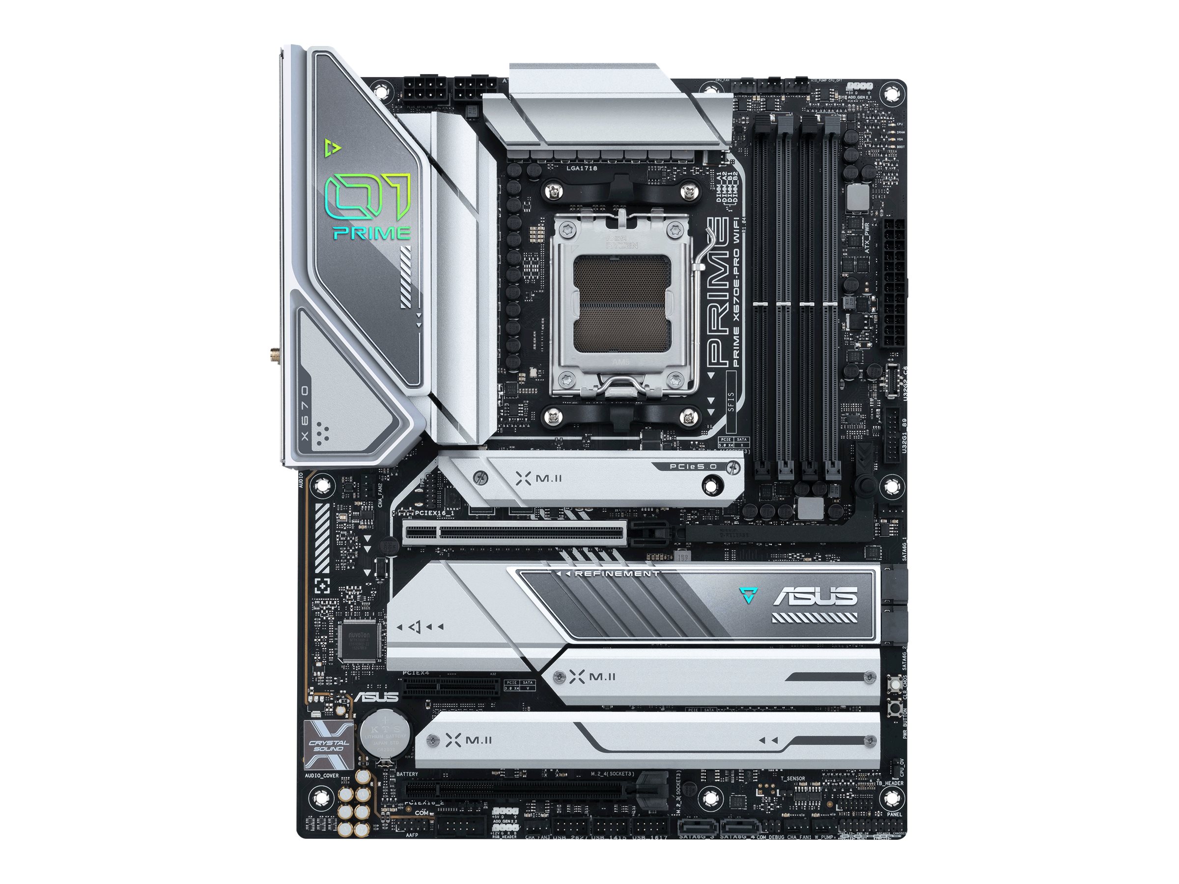 ASUS Prime X670E-PRO WIFI - Motherboard - ATX - Socket AM5 - AMD X670E Chipsatz - USB-C 3.2 Gen 2x2 USB-C 3.2 Gen2 USB 3.2 Gen 2 USB 3.2 Gen 1 USB-C 3.2 Gen 1 - 2.5 Gigabit LAN Wi-Fi 6E Bluetooth - Onboard-Grafik (CPU erforderlich)