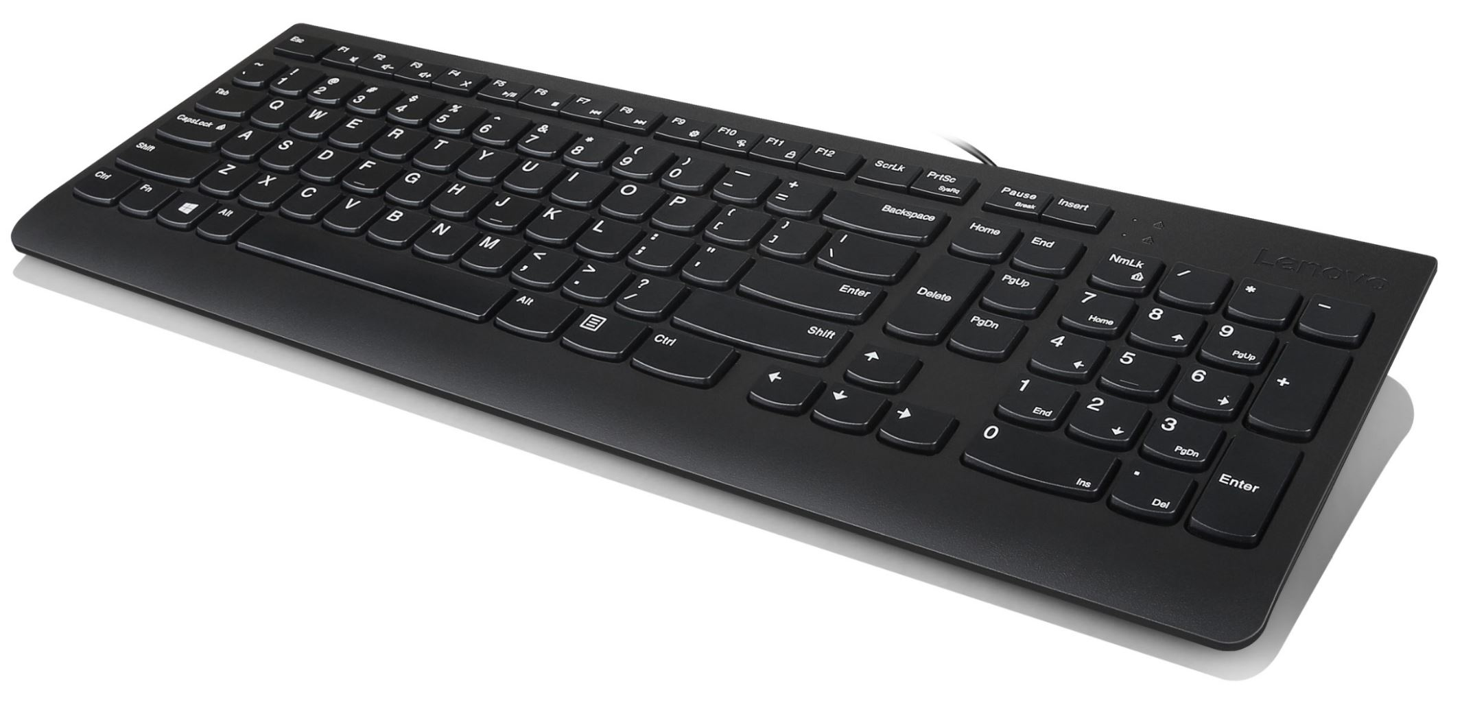 Lenovo 300 - Volle Größe (100%) - Kabelgebunden - USB - Schwarz - Maus enthalten - TL: US, QWERTY, Ansicht 2