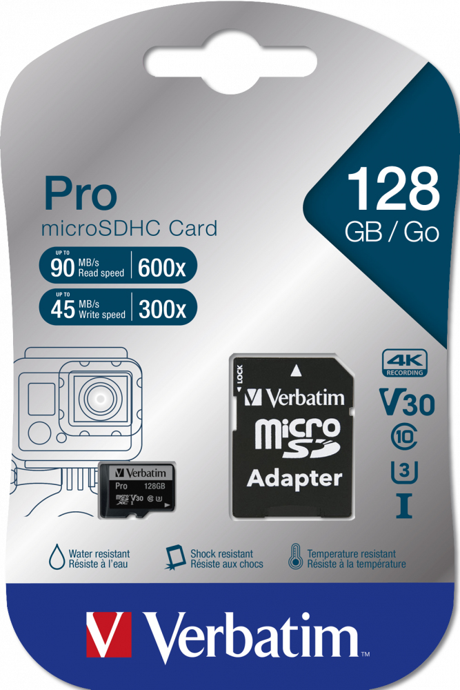 Verbatim PRO - Flash-Speicherkarte (microSDXC-an-SD-Adapter inbegriffen), Ansicht 2