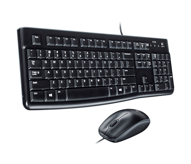 Logitech Desktop MK120 - Volle Größe (100%) - Kabelgebunden - USB - Schwarz - Maus enthalten - TL: Deutsch, QWERTZ, Ansicht 2