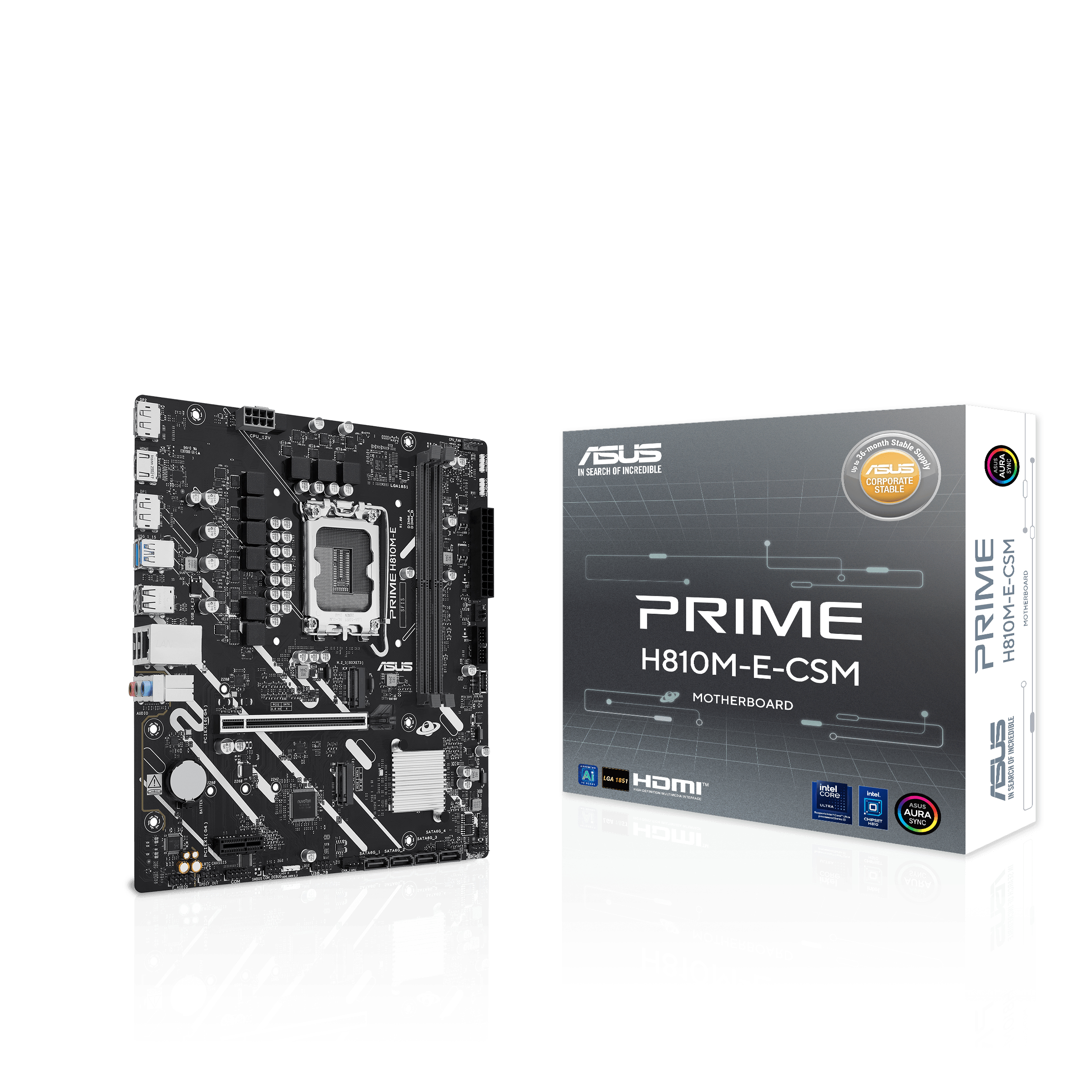 ASUS PRIME H810M-E-CSM - Motherboard - micro ATX - LGA1851 Sockel - H810 Chipsatz - Gigabit LAN, Ansicht 3