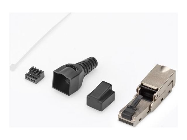 DIGITUS CAT 6A Feldstecker abwinkelbar  STP mit Staubschutzkappe Knickschutz