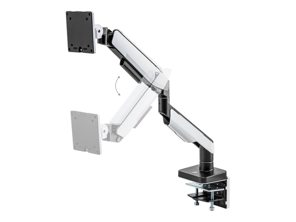 LogiLink Befestigungskit (Gelenkarm, Klemmmontagesockel, Kabeldurchführungsklemme) - Gasfeder - für LCD-Display / Curved LCD-Display - Gaming - Stahl, Aluminium, Kunststoff - mattschwarz, grauweiß - Bildschirmgröße: 43.2-124.5 cm (17"-49")