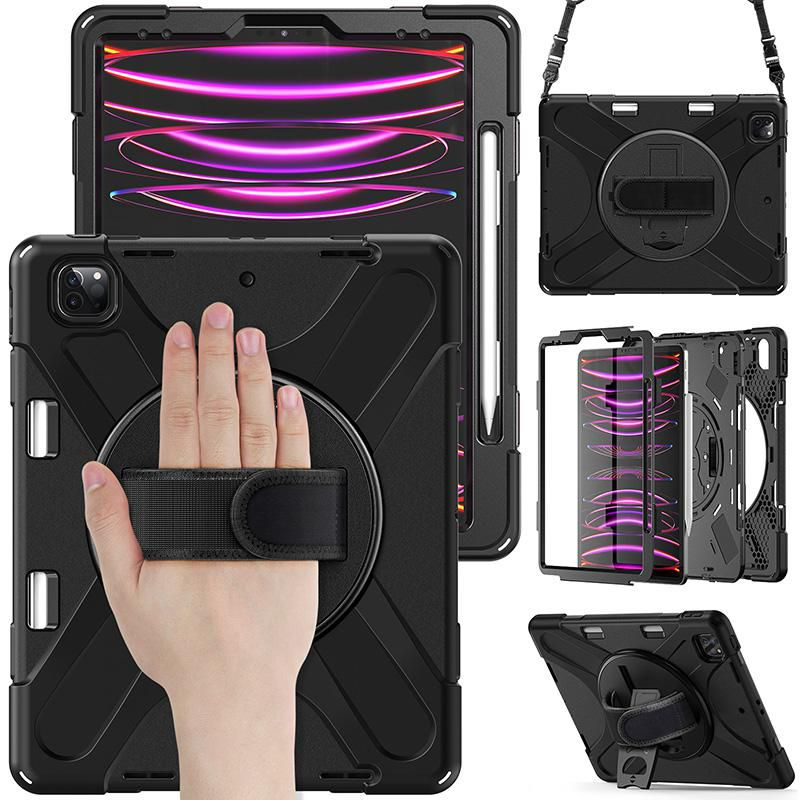 eSTUFF CHICAGO - Schutzhülle für Apple 12.9-inch iPad Pro (3, 4, 5 & 6. Generation) - Silikon, Polycarbonat - Schwarz, Ansicht 2