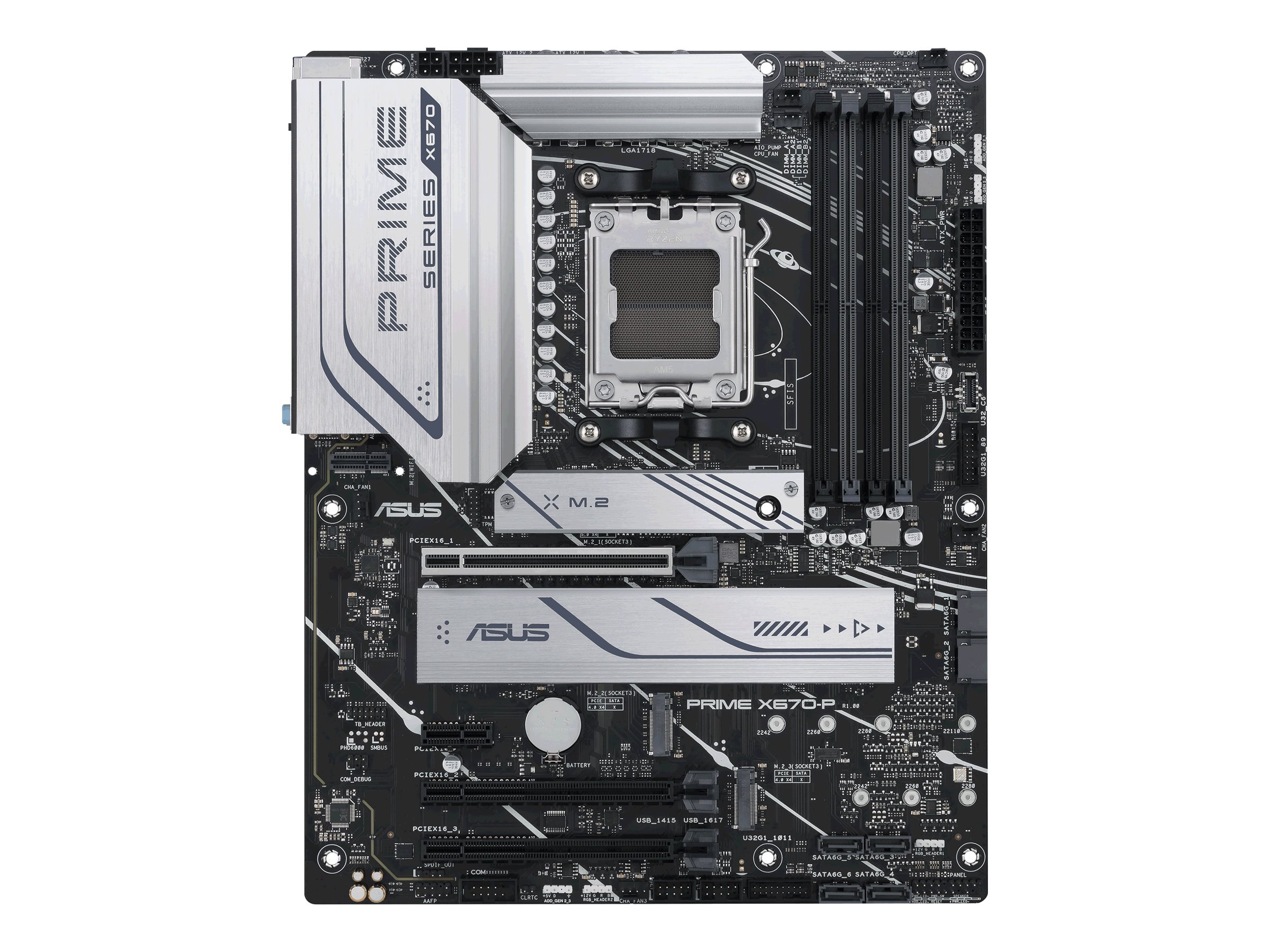 ASUS PRIME X670-P-CSM - Motherboard - ATX - Socket AM5 - AMD X670 Chipsatz - USB 3.2 Gen 1 USB 3.2 Gen 2 USB-C 3.2 Gen 2x2 USB-C 3.2 Gen 1 - 2.5 Gigabit LAN - Onboard-Grafik (CPU erforderlich)