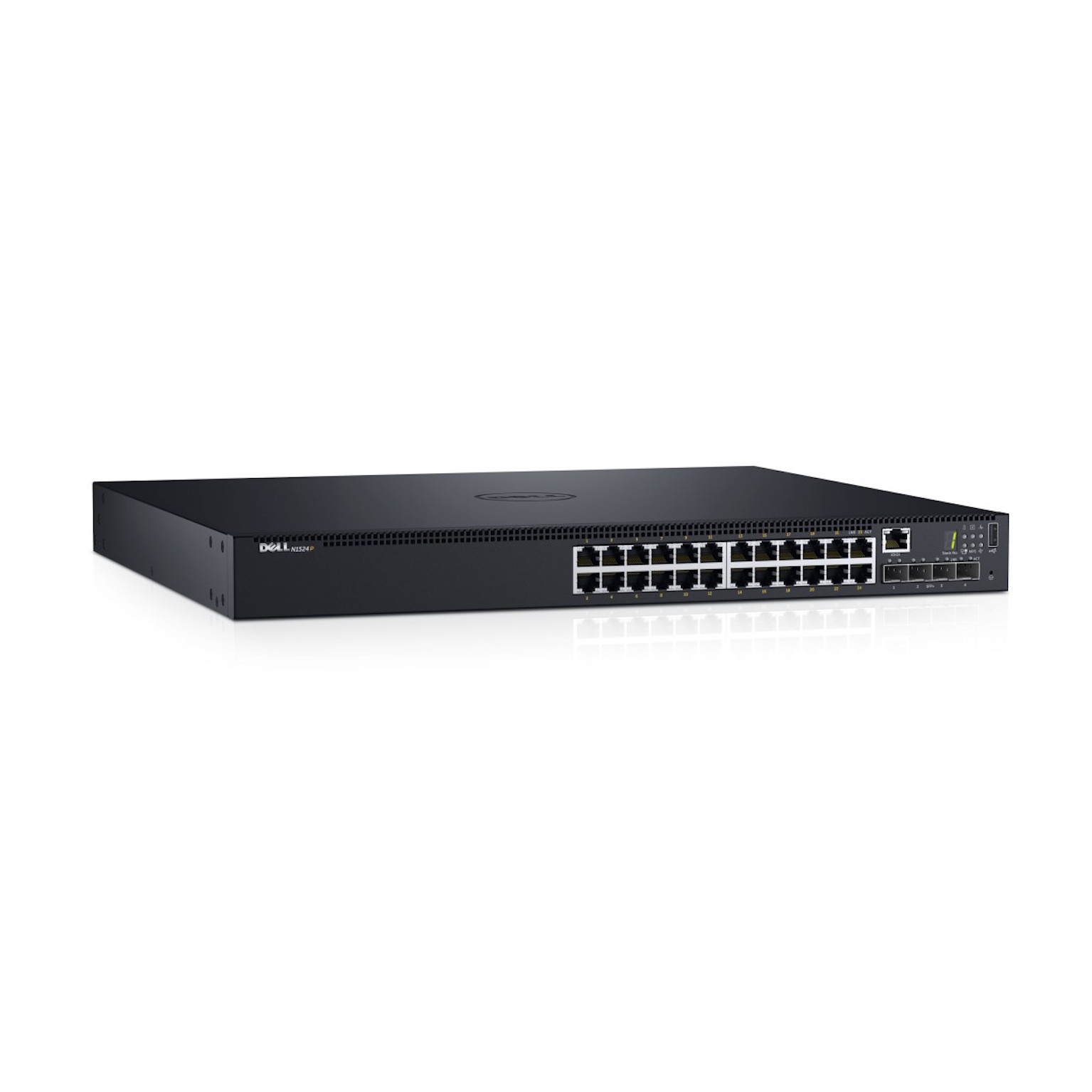 Dell Networking N1524P - Switch - managed - 24 x 10/100/1000 + 4 x 10 Gigabit SFP+ - an Rack montierbar - PoE+ (30.8 W), Ansicht 2