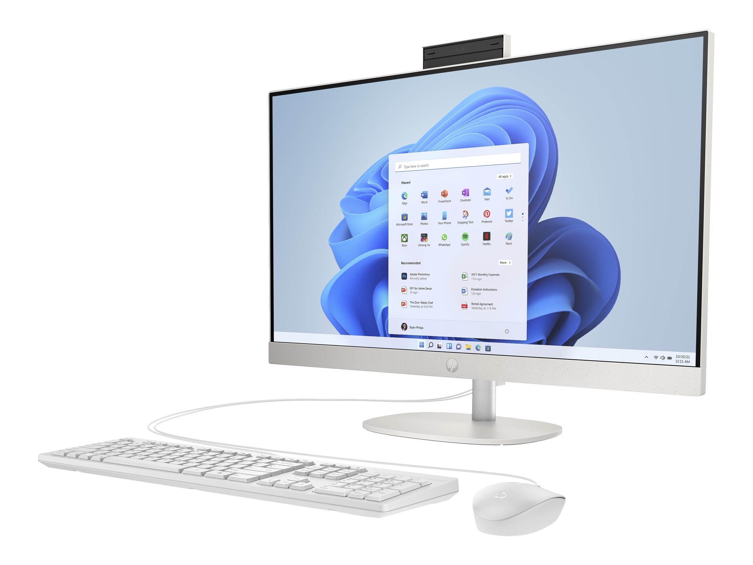 HP 27-cr0105ng - All-in-One (Komplettlösung) - Ryzen 5 7520U / 2.8 GHz - RAM 16 GB - SSD 512 GB - NVMe - Radeon 610M - Wi-Fi 6, 1GbE, Bluetooth - WLAN: 802.11a/b/g/n/ac/ax, Bluetooth 5.4 - Win 11 Home - Monitor: LED 68.6 cm (27")