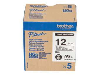 Brother HGE-M931V5 - Schwarz auf Silber - Rolle (12 cm x 8 m)