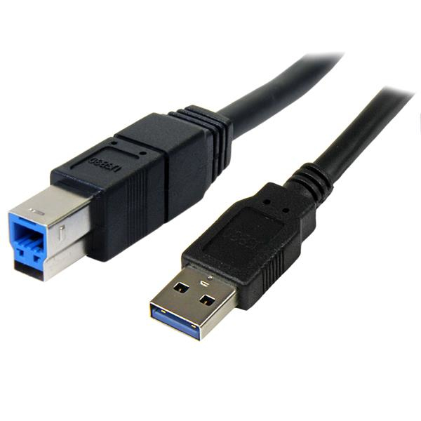 StarTech.com 3m schwarzes SuperSpeed USB 3.0 A auf B Kabel - St/St, 3 m, USB A, USB B, USB 3.2 Gen 1 (3.1 Gen 1), Männlich/Männlich, Schwarz