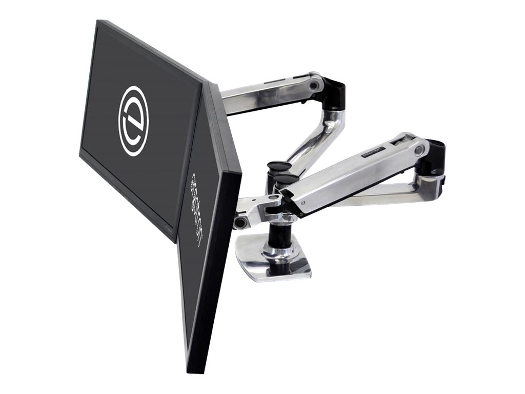 Ergotron LX Dual Side-by-Side Arm - Befestigungskit (Spannbefestigung für Tisch Tischplattenbohrung Stange 2 Gelenkarme 2 Erweiterungsklammern T-Halterung Basis)