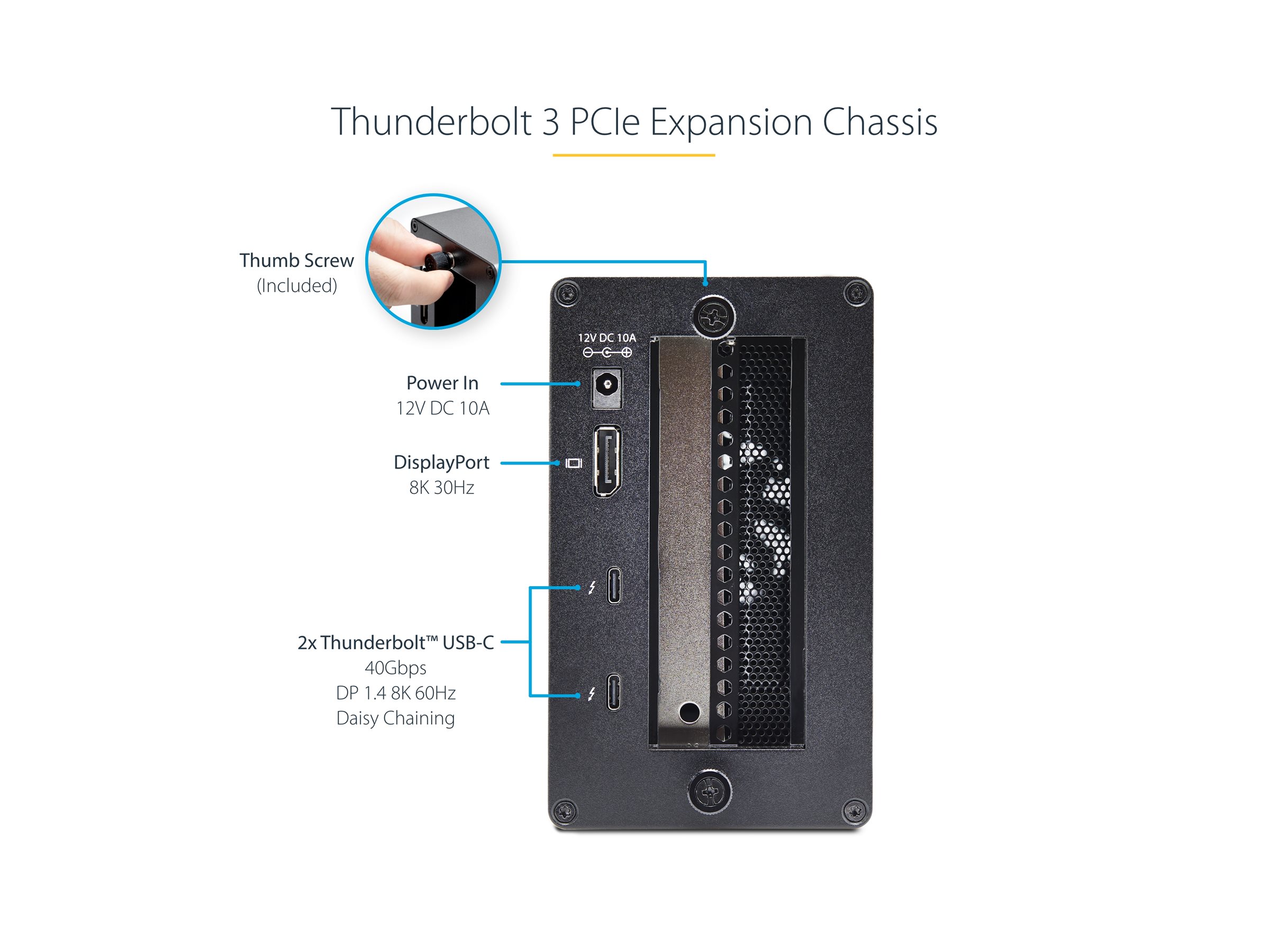 StarTech.com Thunderbolt 3 PCIe Expansion Chassis, Enclosure Box W/Dual PCI-E Slots, External PCIe Slots, Ansicht 3