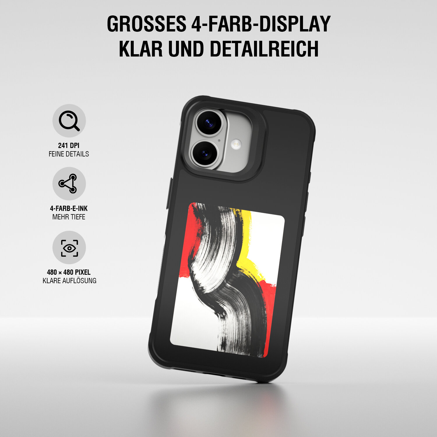 4smarts E-Ink Cover NFC-Display iPhone 17 Qi2 ready - black, Ansicht 4