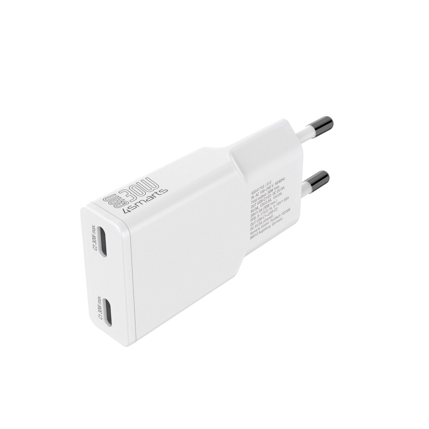 4smarts Netzladegerät PDPlug Slim Dual GaN 2C weiß - 30.000 W, Ansicht 3