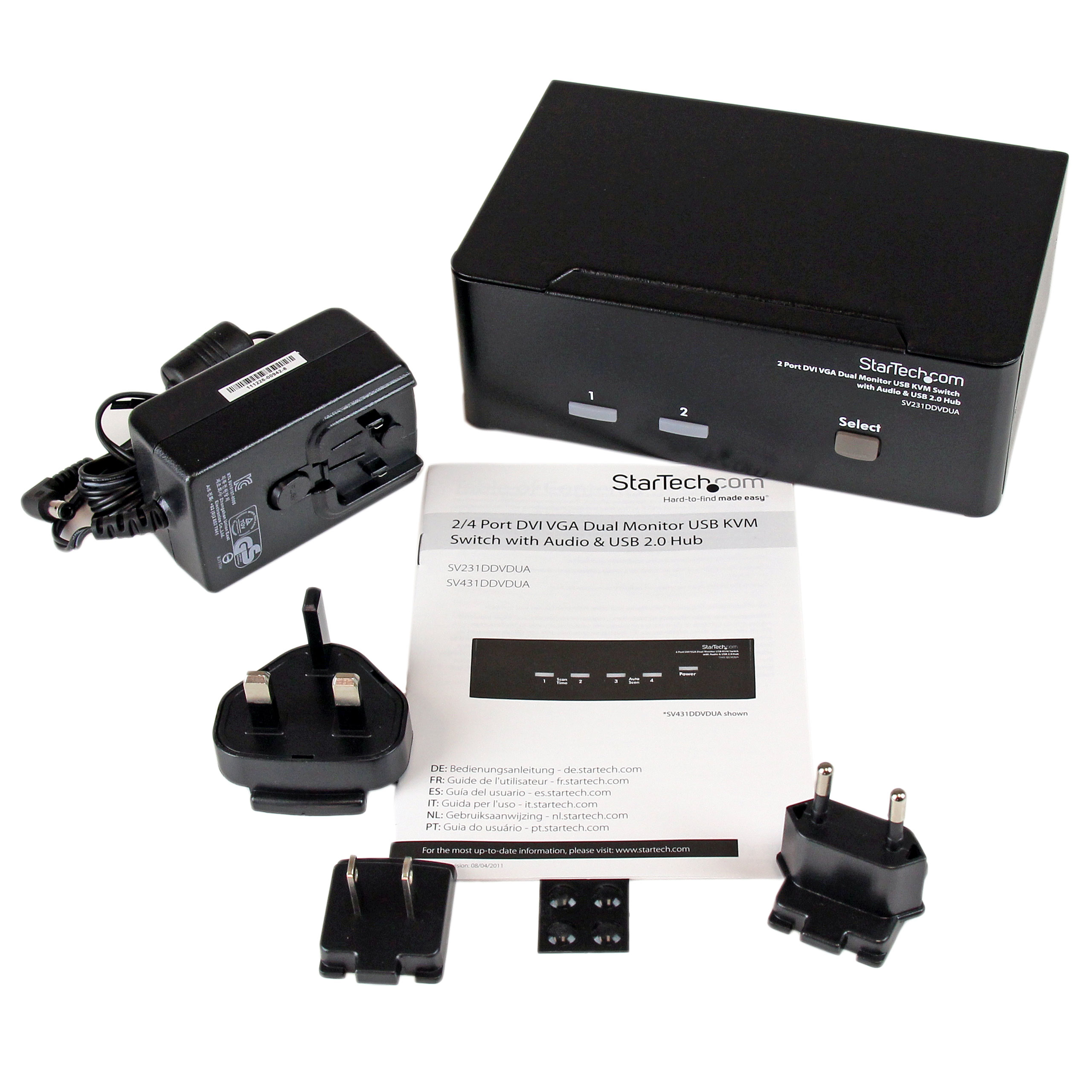 StarTech.com Dual DVI VGA 2 Port Monitor Audio Switch 2-fach KVM Umschalter USB 2.0 1920x1200, Ansicht 2