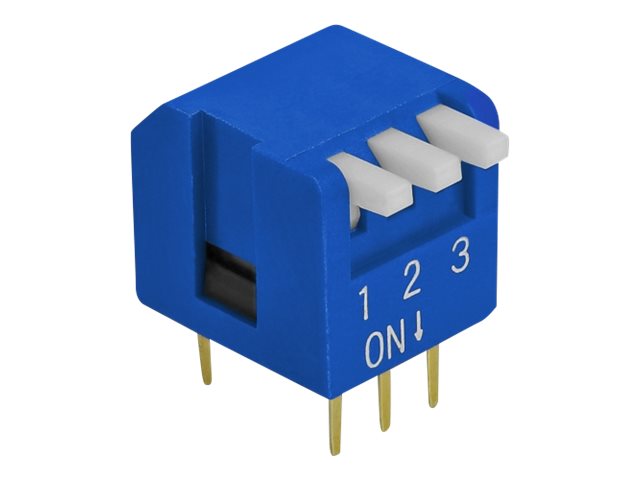 Delock DIP flip switch piano 3-digit 2.54 mm pitch THT vertical - DIP-Schalter - Blau (Packung mit 2)