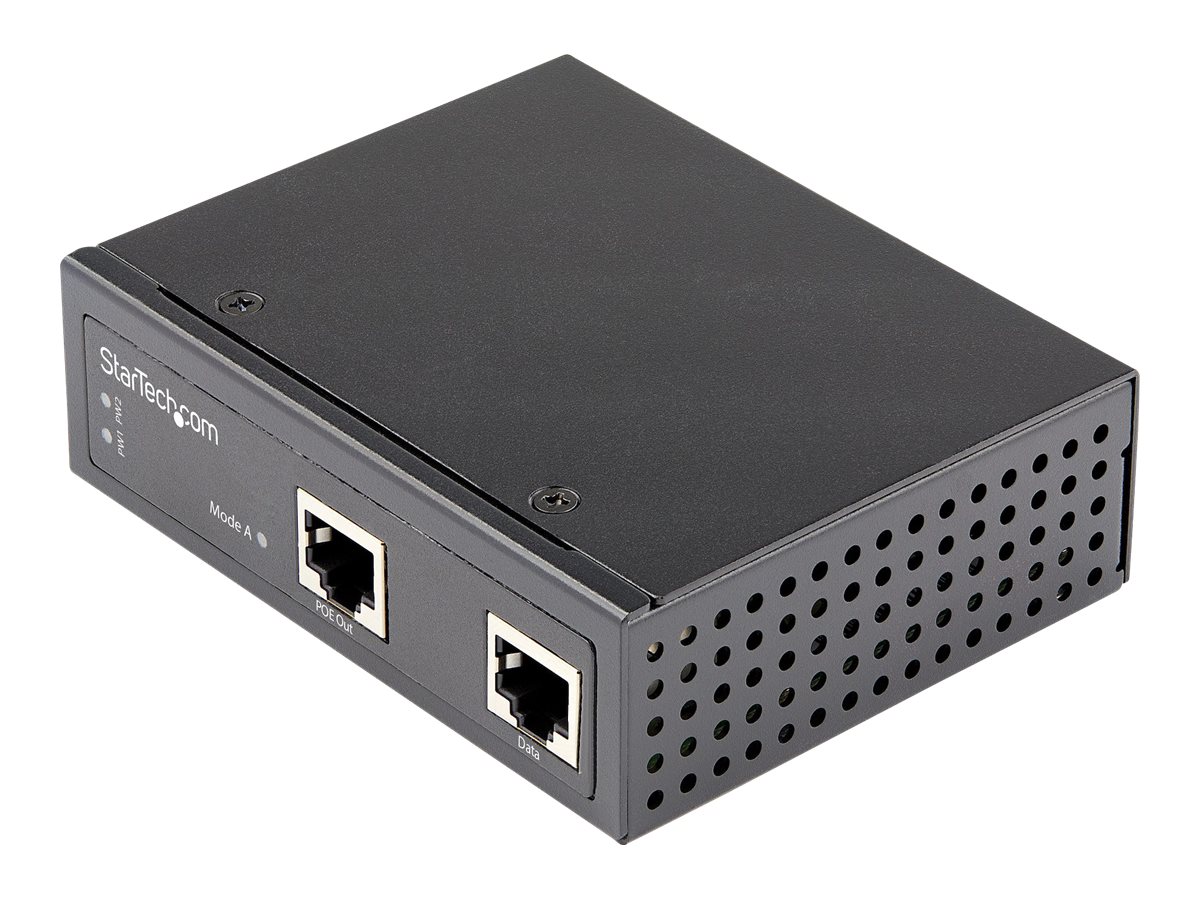 StarTech.com Industrial Gigabit Ethernet PoE Injector - 30W 802.3at PoE + Midspan 48V-56VDC Hutschiene Power over Ethernet Adapter - -40&deg;C bis 75&deg;C - Kameras/Sensoren/WLAN Zugang (POEINJ30W) - Power Injector - 30 Watt