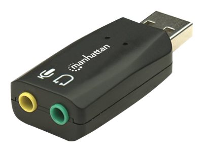 Manhattan USB-A Sound Adapter, USB-A to 3.5mm Mic-in and Audio-Out ports, 480 Mbps (USB 2.0)