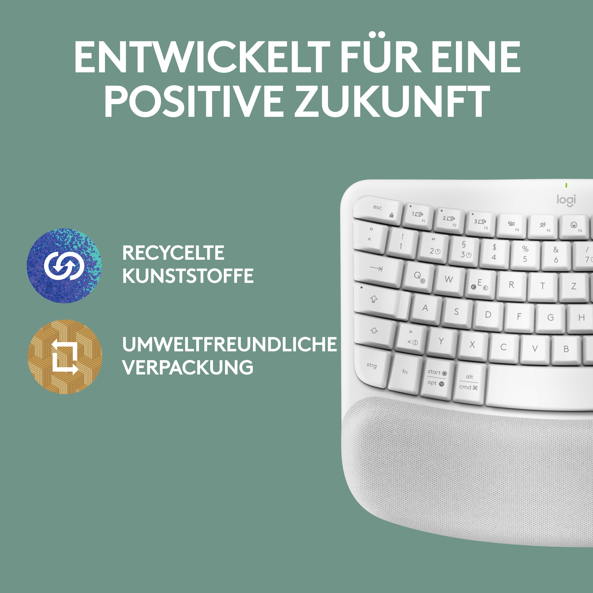 Logitech Ergo Series Wave Keys for Mac - Tastatur - TL: Deutsch, QWERTZ, Ansicht 2