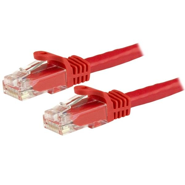 StarTech.com 15m Cat6 Snagless Gigabit UTP Netzwerkkabel - Cat 6 RJ45 Netzwerkkabel mit Knickschutz - Rot - Patch-Kabel, Ansicht 2