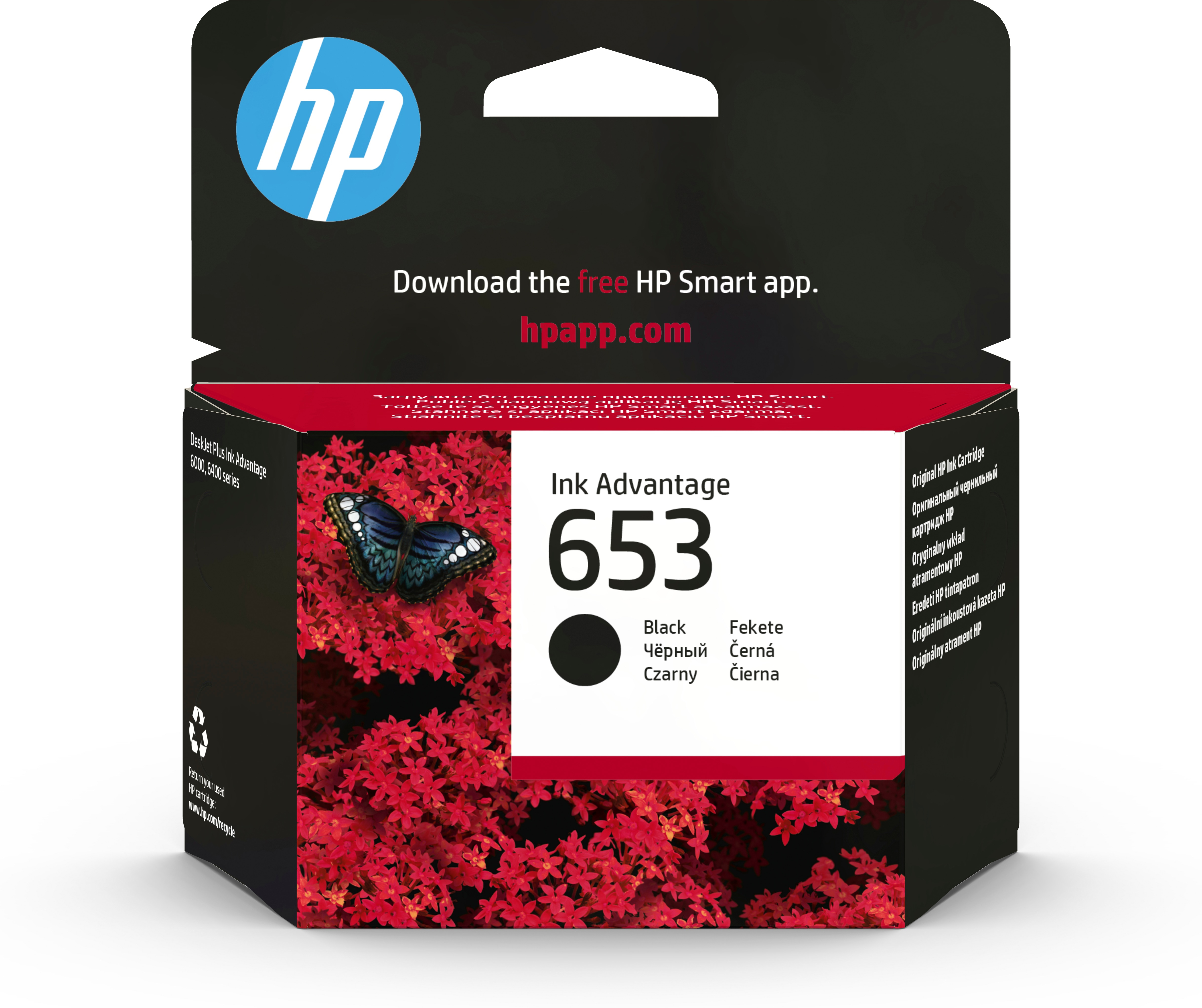 HP 653 Schwarz Original Advantage-Druckerpatrone, Standardertrag, Schwarz, Tinte auf Pigmentbasis, 6 ml, 1 Stück(e), 360 Seiten