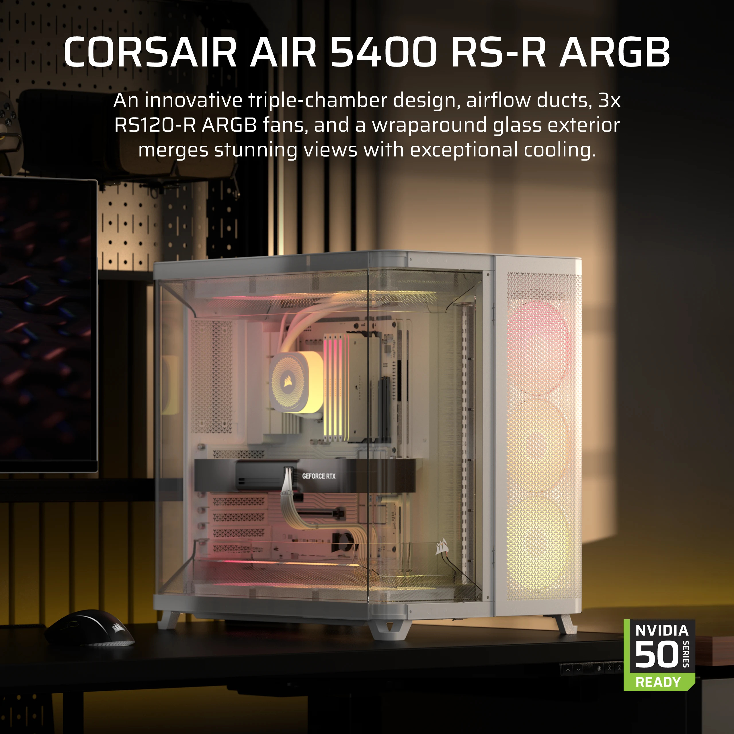 Corsair Air 5400 Rs-R Argb Tempered Glass Mid-Tower White - Tower - ATX, Ansicht 2