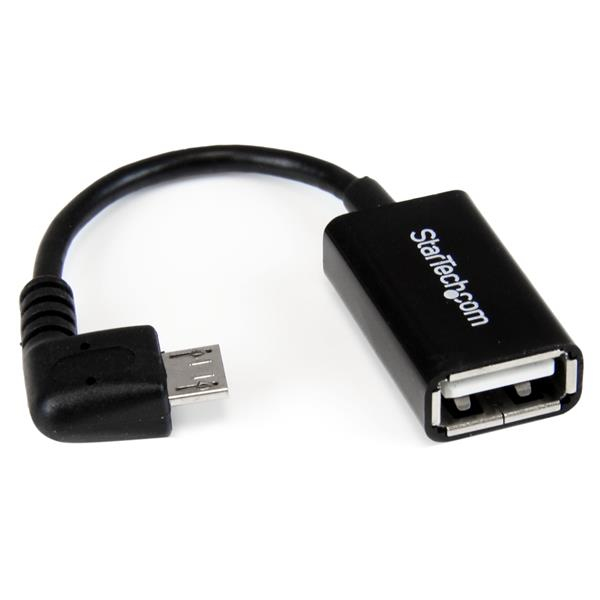 StarTech.com Micro USB rechts gewinkelt auf USB OTG Adapter Stecker / Buchse - Schwarz, 0,127 m, Micro-USB B, USB A, USB 2.0, 0,48 Gbit/s, Schwarz