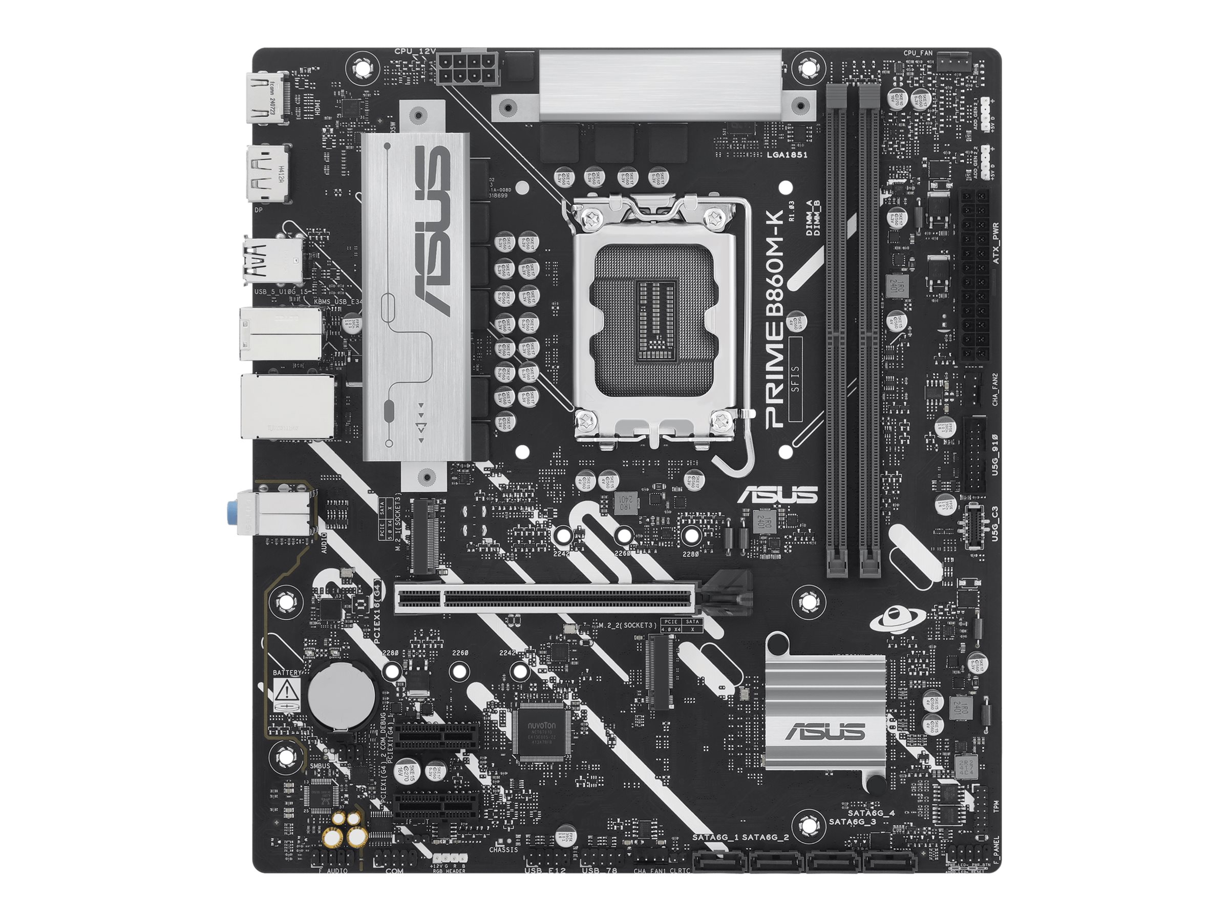 ASUS PRIME B860M-K - Motherboard - micro ATX - LGA1851 Sockel - B860 Chipsatz - USB 3.2 Gen 2, USB 3.2 Gen 1, USB-C 3.2 Gen 1 - 2.5 Gigabit LAN - Onboard-Grafik (CPU erforderlich)