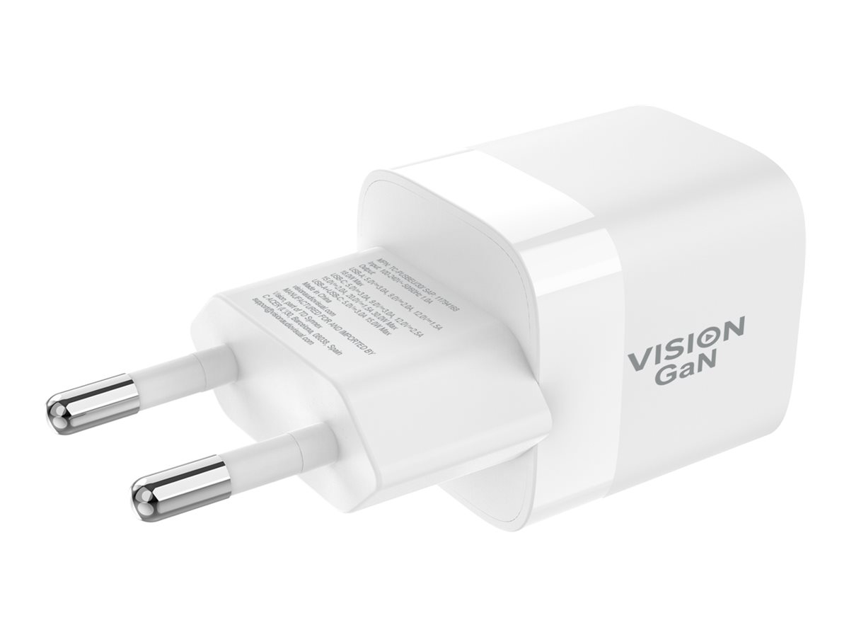 TECH DATA Vision - Netzteil - 30 Watt - 3 A - QC 3.0 - 2 Ausgabeanschlussstellen (24 pin USB-C, USB), Ansicht 3