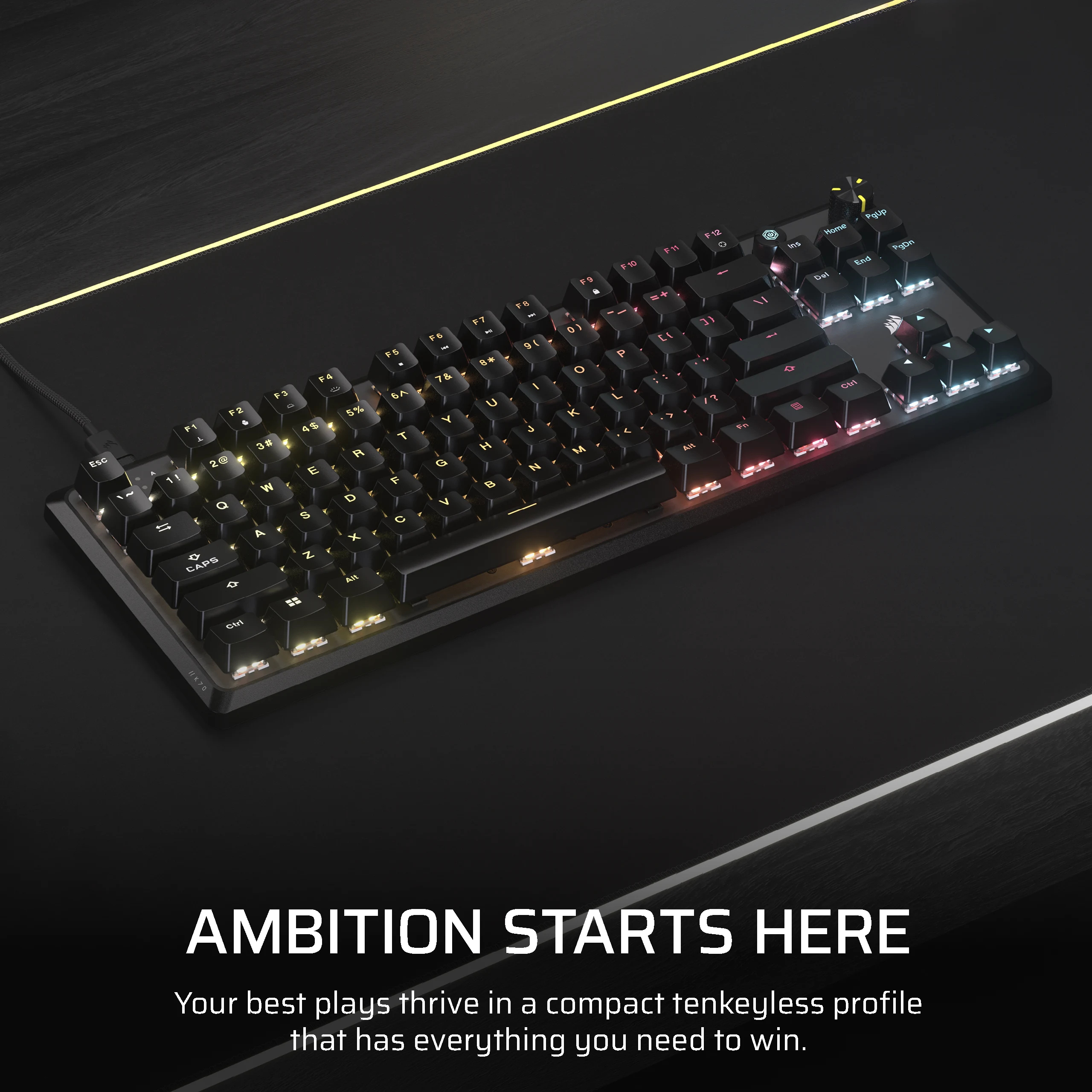 Corsair K70 CORE TKL RGB - Tastatur - TKL - hintergrundbeleuchtet - TL: Deutsch, QWERTZ, Ansicht 3