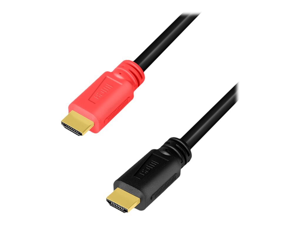 LogiLink Premium High Speed - HDMI-Kabel - HDMI männlich zu HDMI männlich - 10 m - Dreifachisolierung - Schwarz, Rot - aktiv, Unterstützung für 4K60Hz (3840 x 2160)