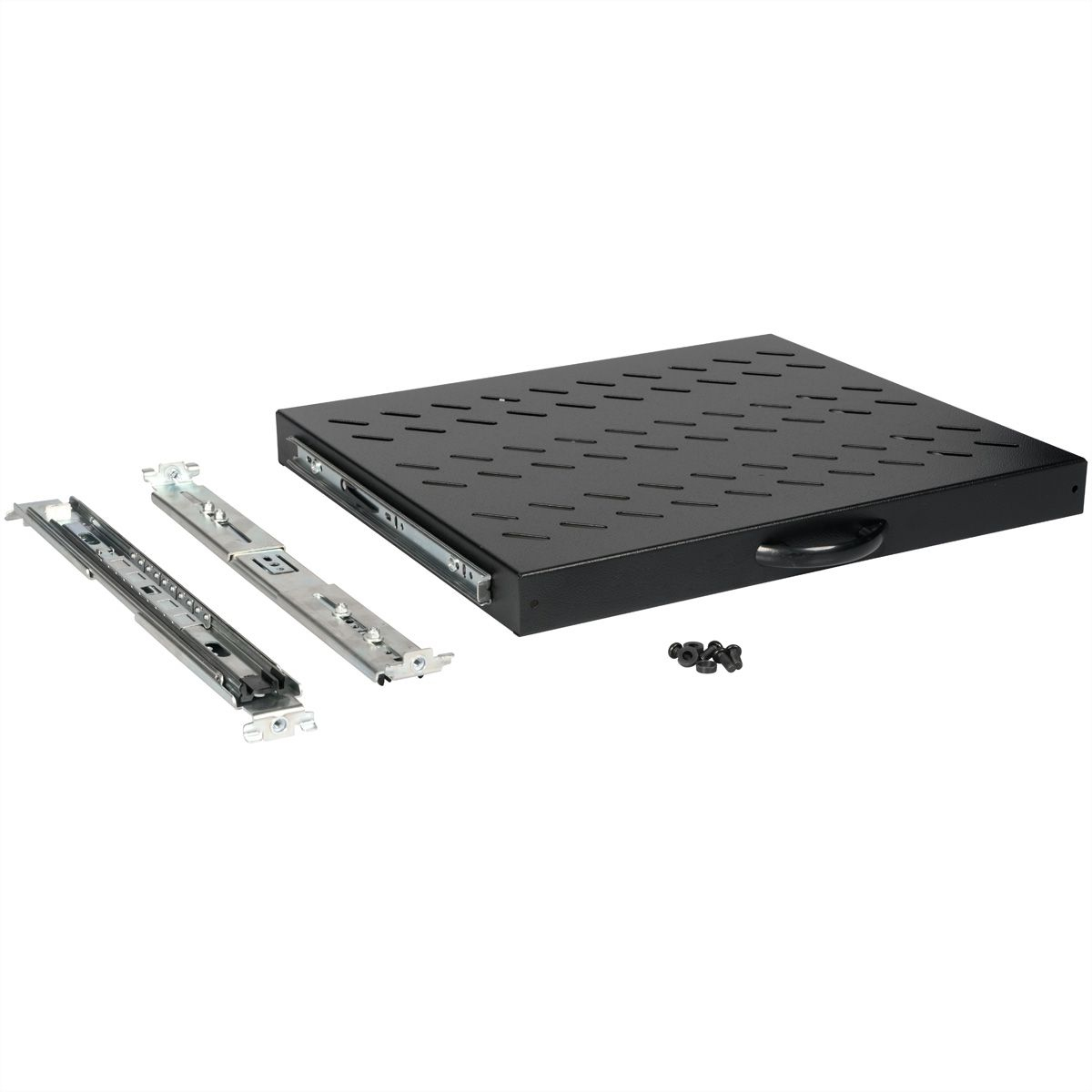 ROLINE 19 Zoll Fachboden 1 HE ausziehbar 350 T 25 kg schwarz, Ansicht 3