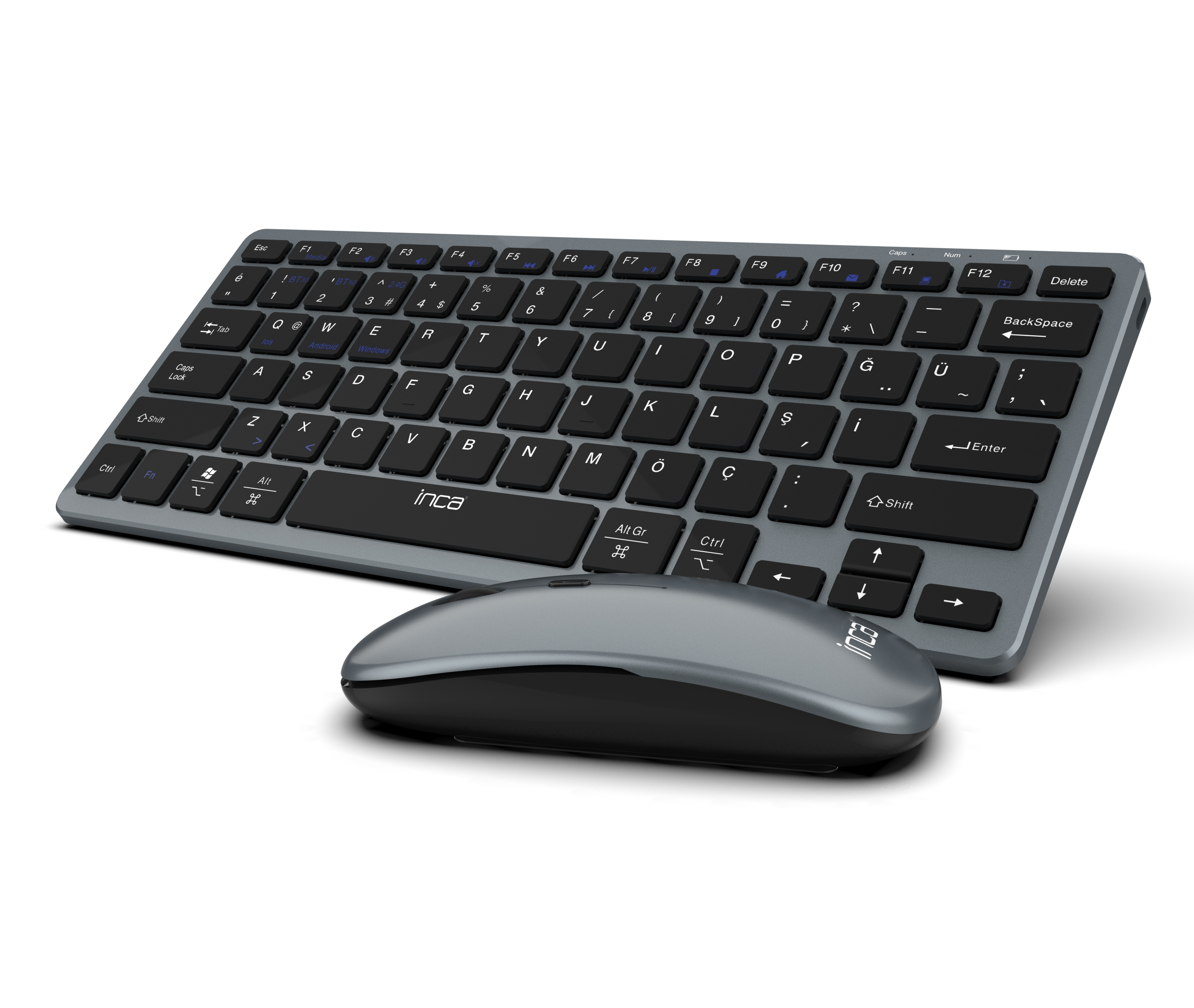 INCA IBK-572BT - 60% - Kabellos - RF Wireless + Bluetooth - LED - Schwarz - Maus enthalten, Ansicht 2