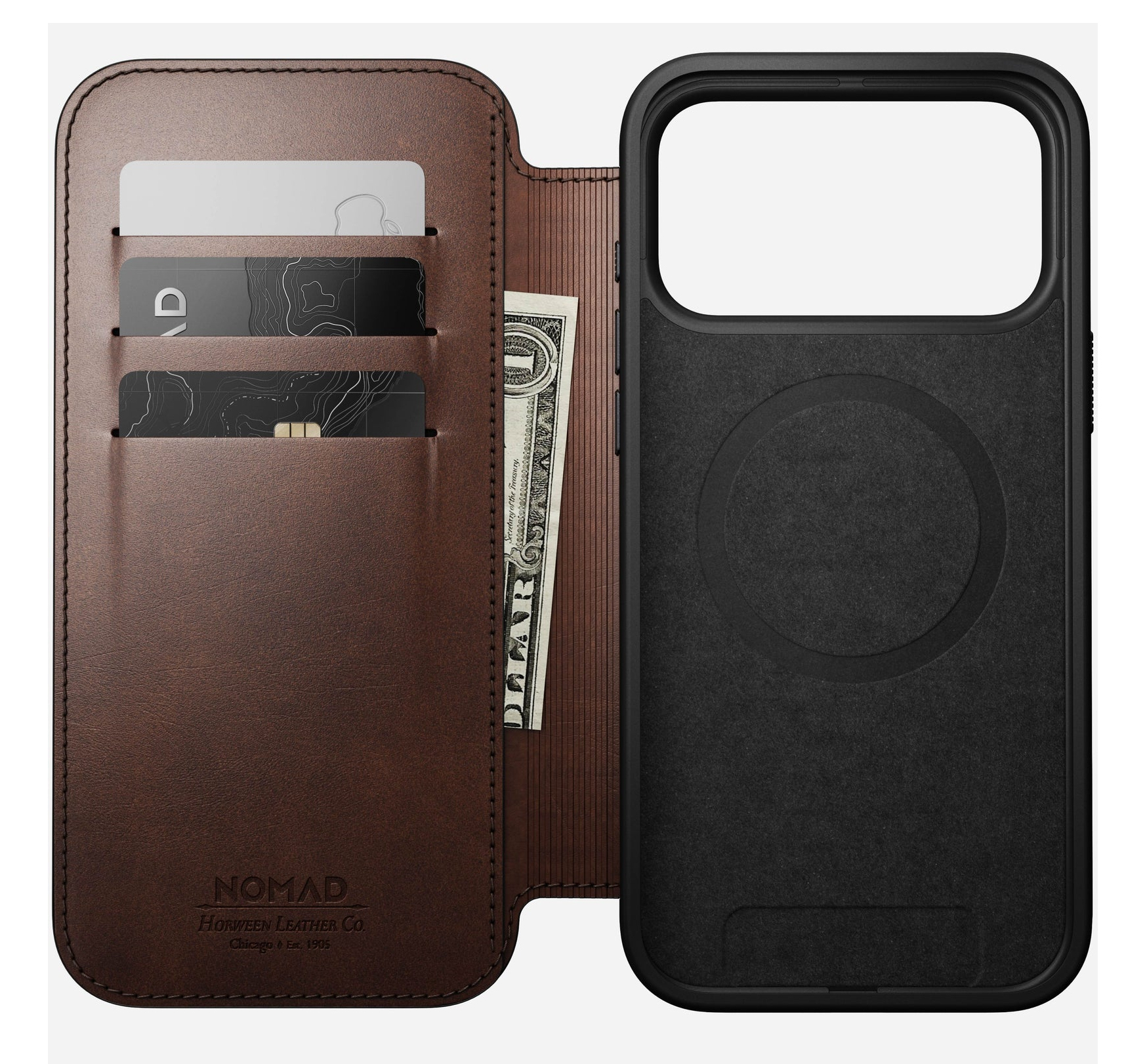 Nomad Modern Leather Folio iPhone 17 Pro Max Rustic Brown H, Ansicht 2