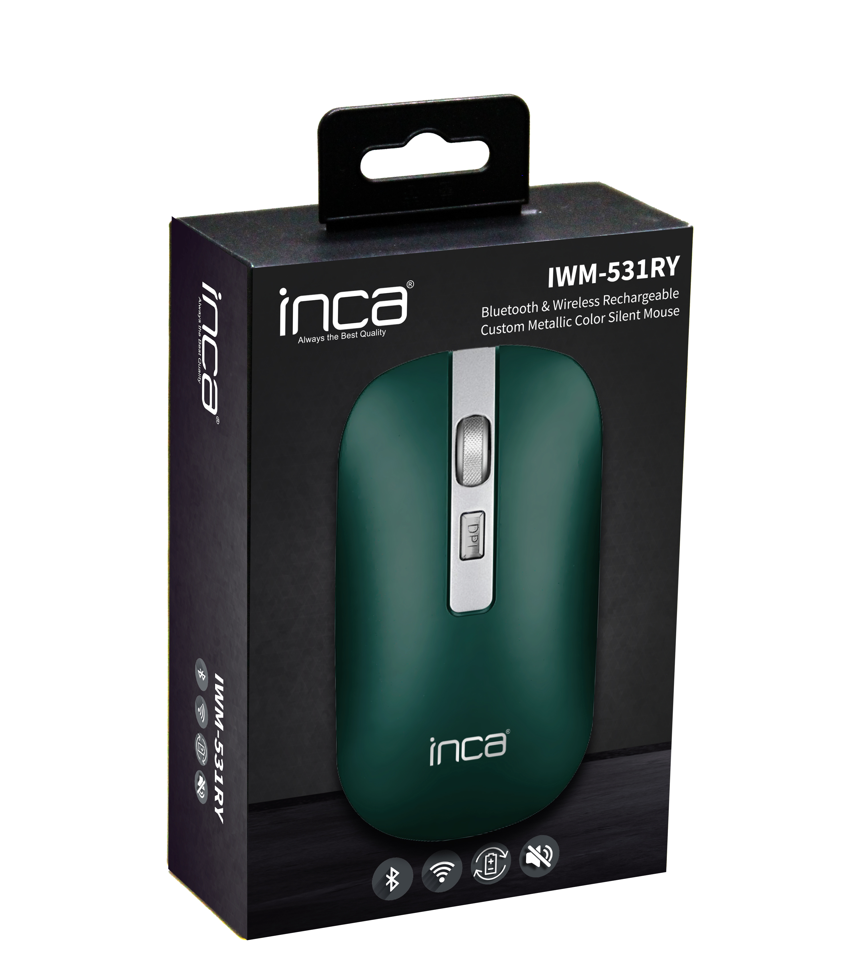 Cian Technology GmbH Inca IWM-531RY - rechts - Optisch - Bluetooth - 1600 DPI - Grün, Ansicht 2