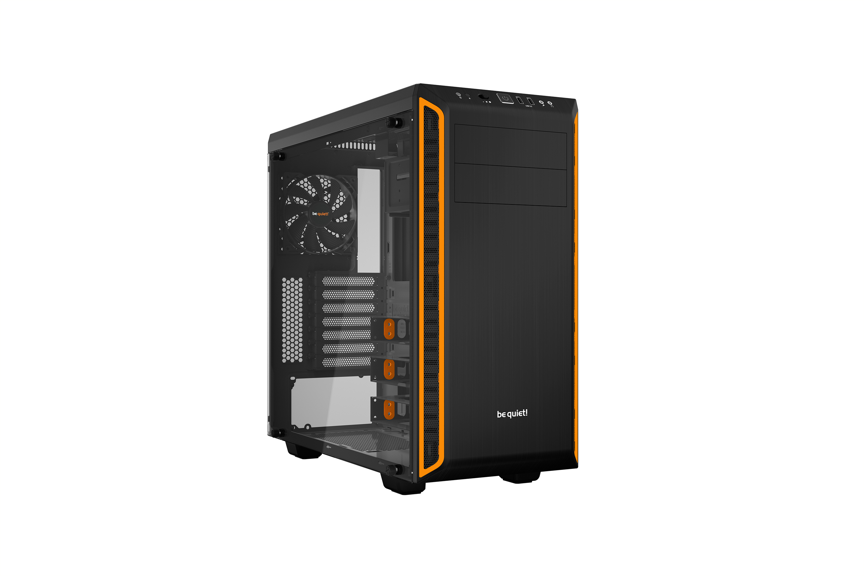 be quiet! Pure Base 600 Window Tårn ATX Ingen strømforsyning Sort Orange