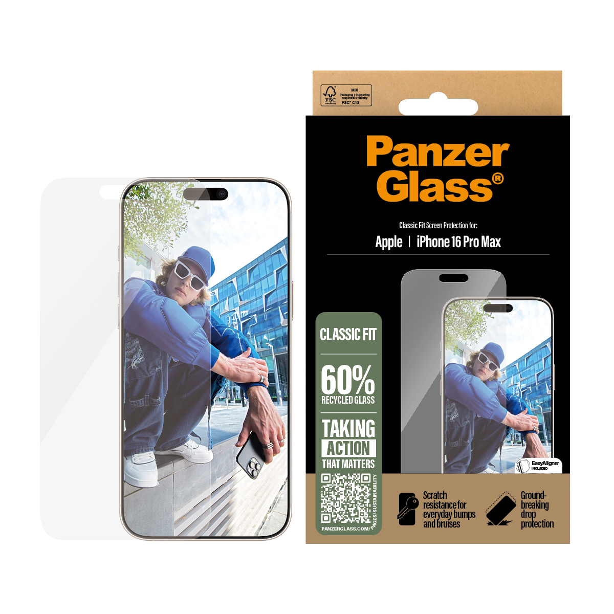 PanzerGlass Displayschutz Classic Fit iPhone 16 Pro Max, Ansicht 4