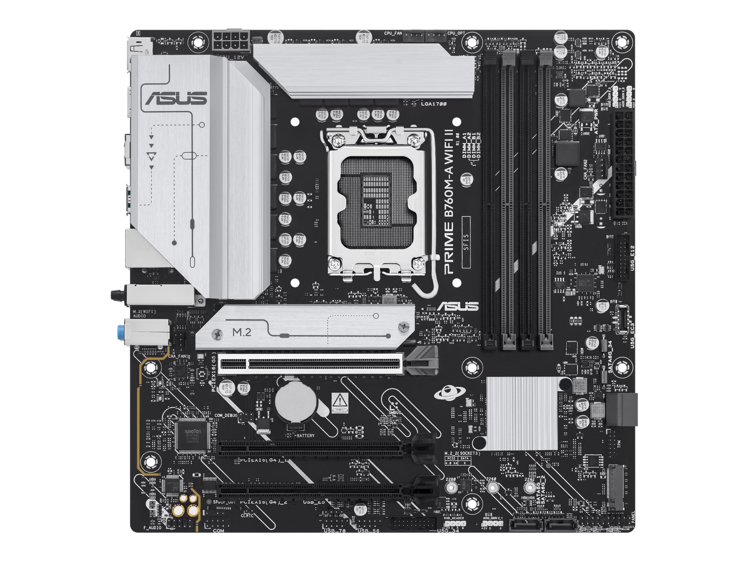 ASUS PRIME B760M-A WIFI II - Motherboard - micro ATX - LGA1700 Sockel - B760 Chipsatz - USB 3.2 Gen 1, USB-C 3.2 Gen 1, USB 3.2 Gen 2 - 2.5 Gigabit LAN, Wi-Fi 6E, Bluetooth - Onboard-Grafik (CPU erforderlich)