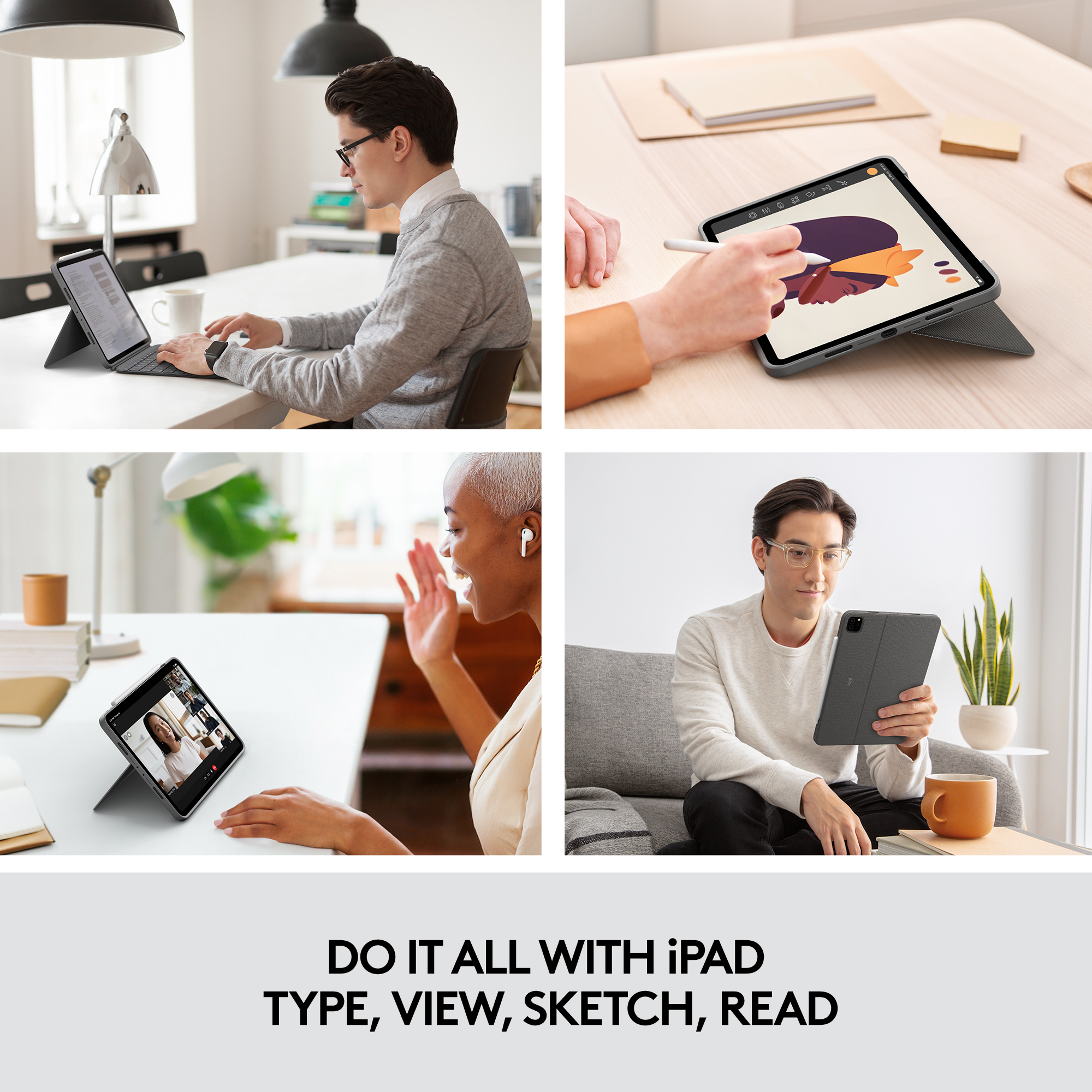 Logitech Combo Touch - Tastatur und Foliohülle - mit Trackpad - hintergrundbeleuchtet - TL: UK, QWERTY, Ansicht 2