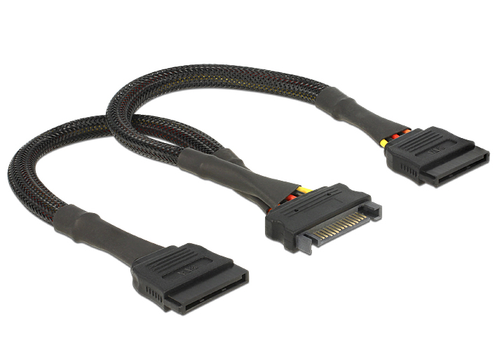 Delock 60135, 0,25 m, 2 x SATA 15-Pin, Männlich, Weiblich, Gerade, Gerade