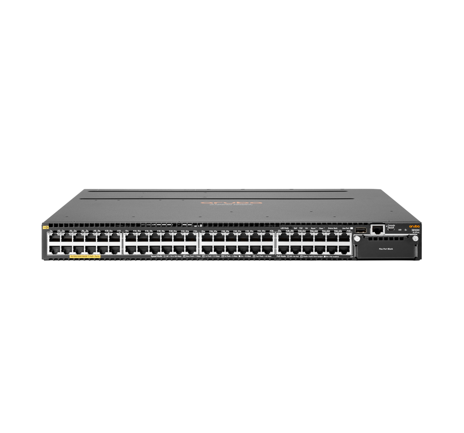 HPE Aruba Networking Aruba 3810M 48G PoE+ 1-slot, Managed, L3, Gigabit Ethernet (10/100/1000), Power over Ethernet (PoE), Rack-Einbau, 1U