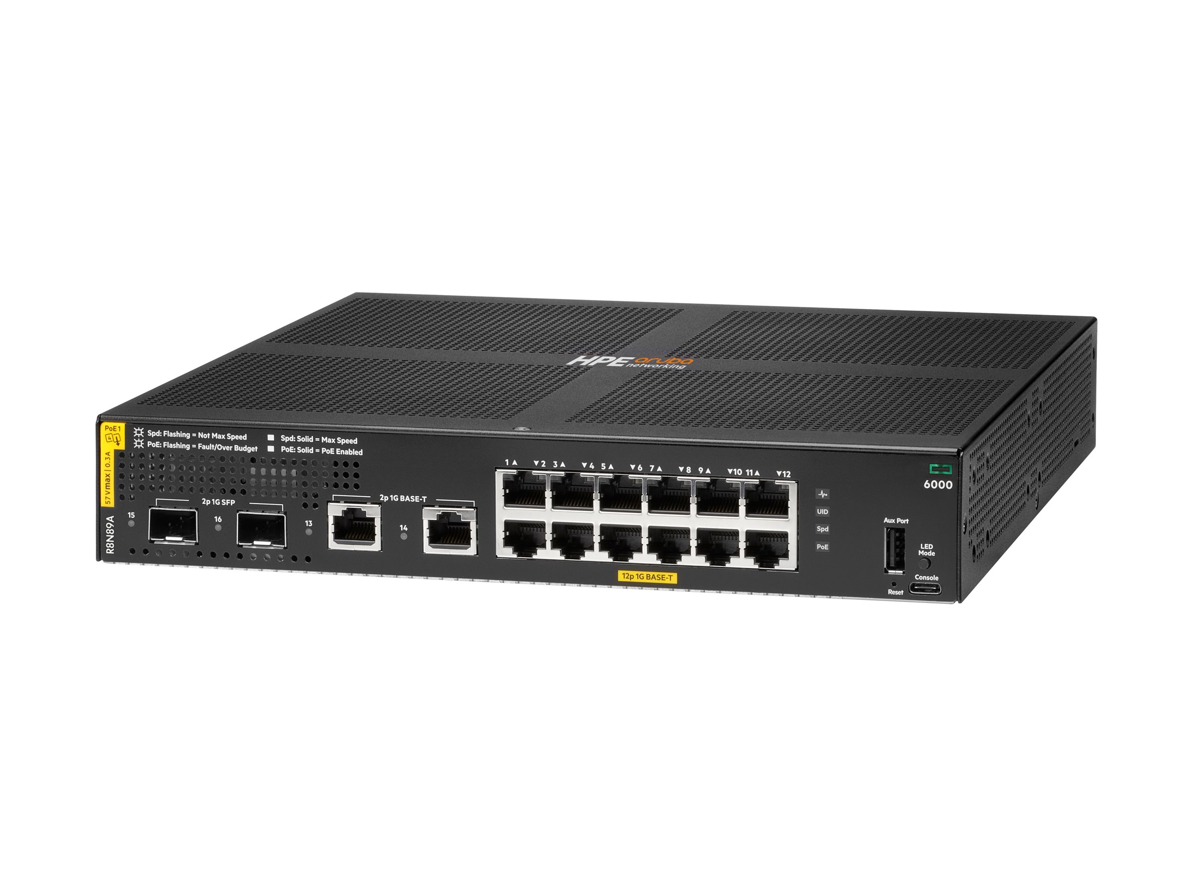 HPE Aruba 6000 12G Class4 PoE 2G/2SFP 139W Switch - Switch - managed - 12 x 10/100/1000 (PoE+)