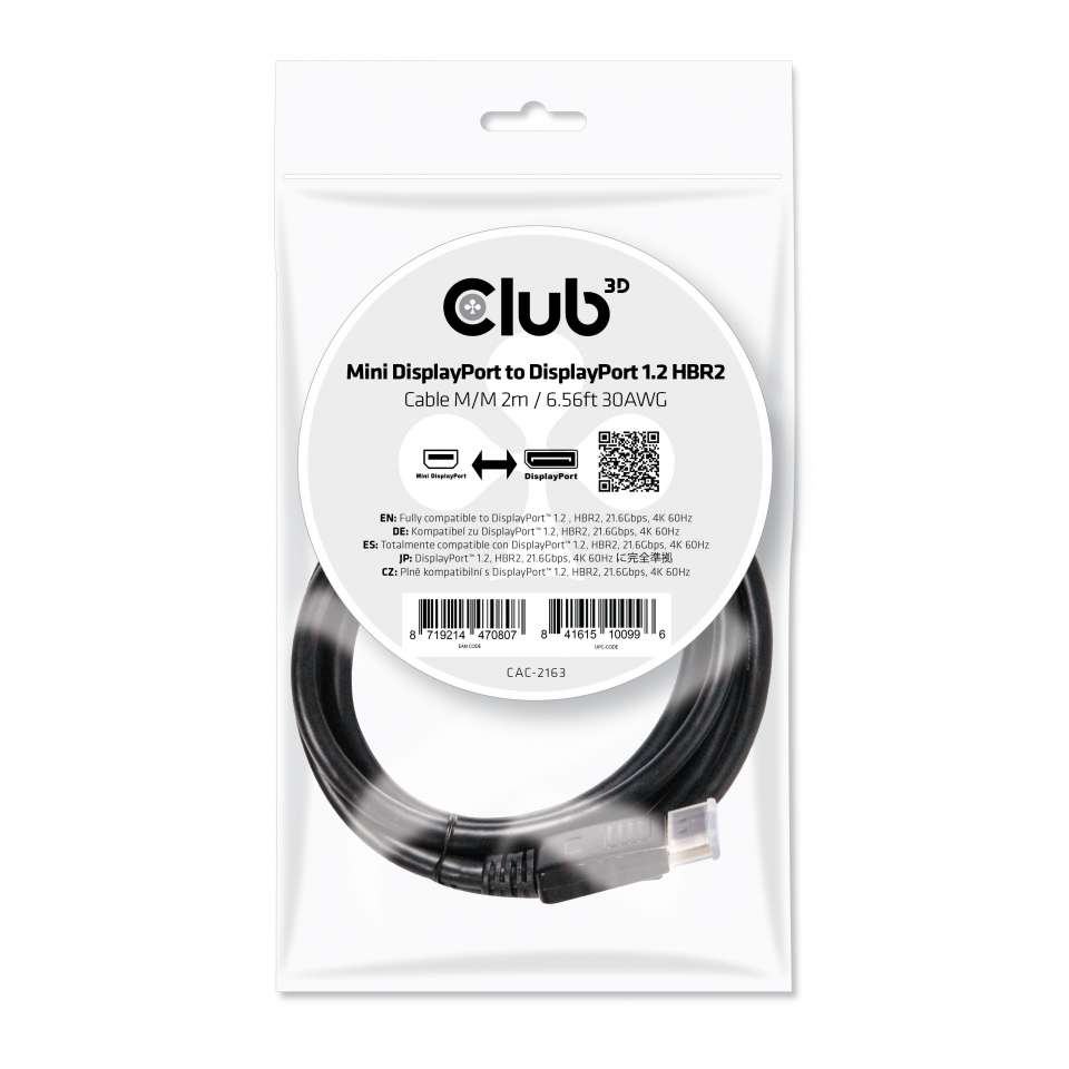 Club 3D DisplayPort-Kabel - Mini DisplayPort (M) - bis DisplayPort (M) - 2 m - 4K Unterstützung, Ansicht 2
