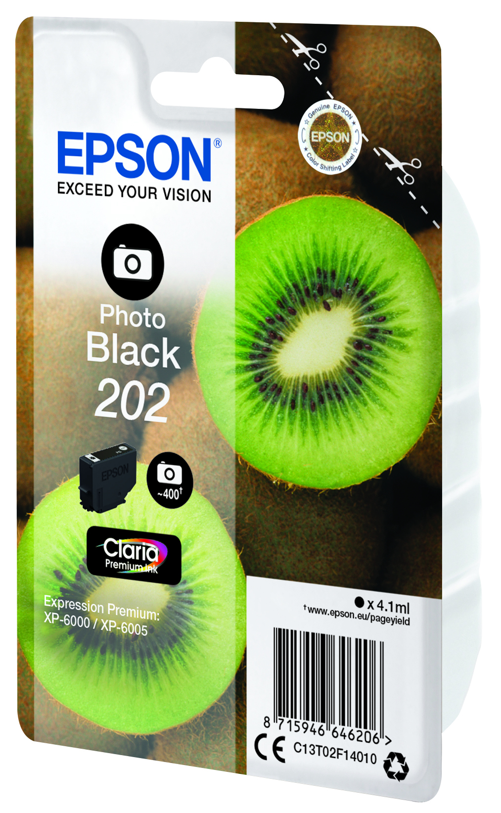 Epson Kiwi Singlepack Photo Black 202 Claria Premium Ink - Standardertrag - Tinte auf Farbstoffbasis - 4,1 ml - 400 Seiten - 1 Stück(e)